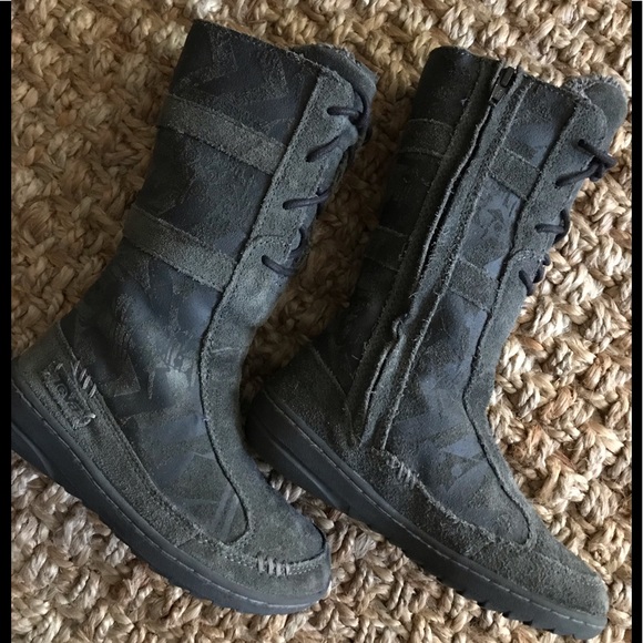 New Kids TEVA Kiru Beluga Grey Tall Warm Winter Suede Leather Lace Up Boots